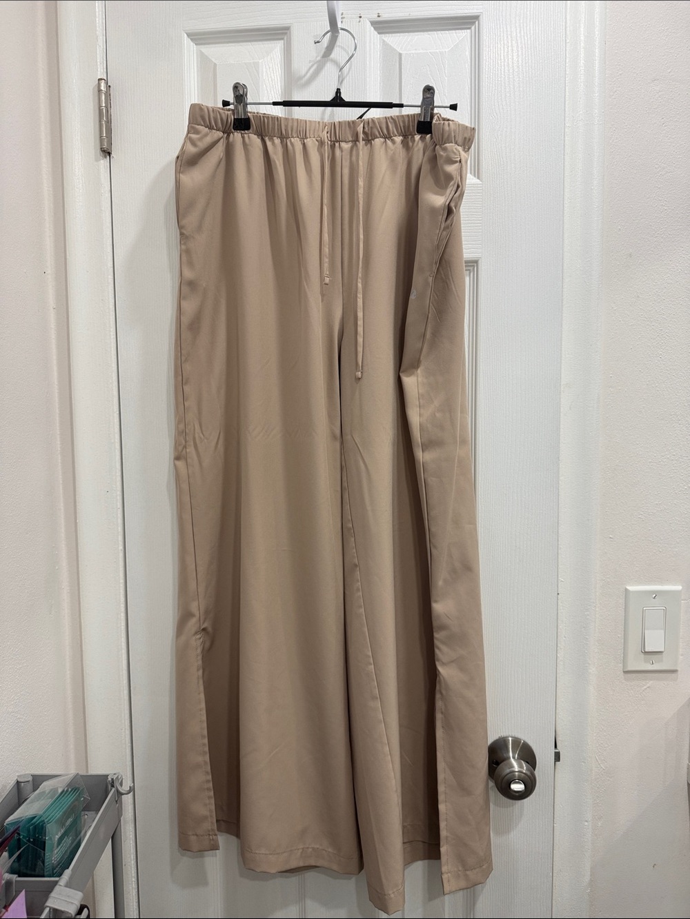 Women's Drawstring Wide-Leg Beach Pants - Beige